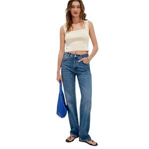 FREE PEOPLE WE THE FREE Holly High Rise Bootcut Jean Thames NEW